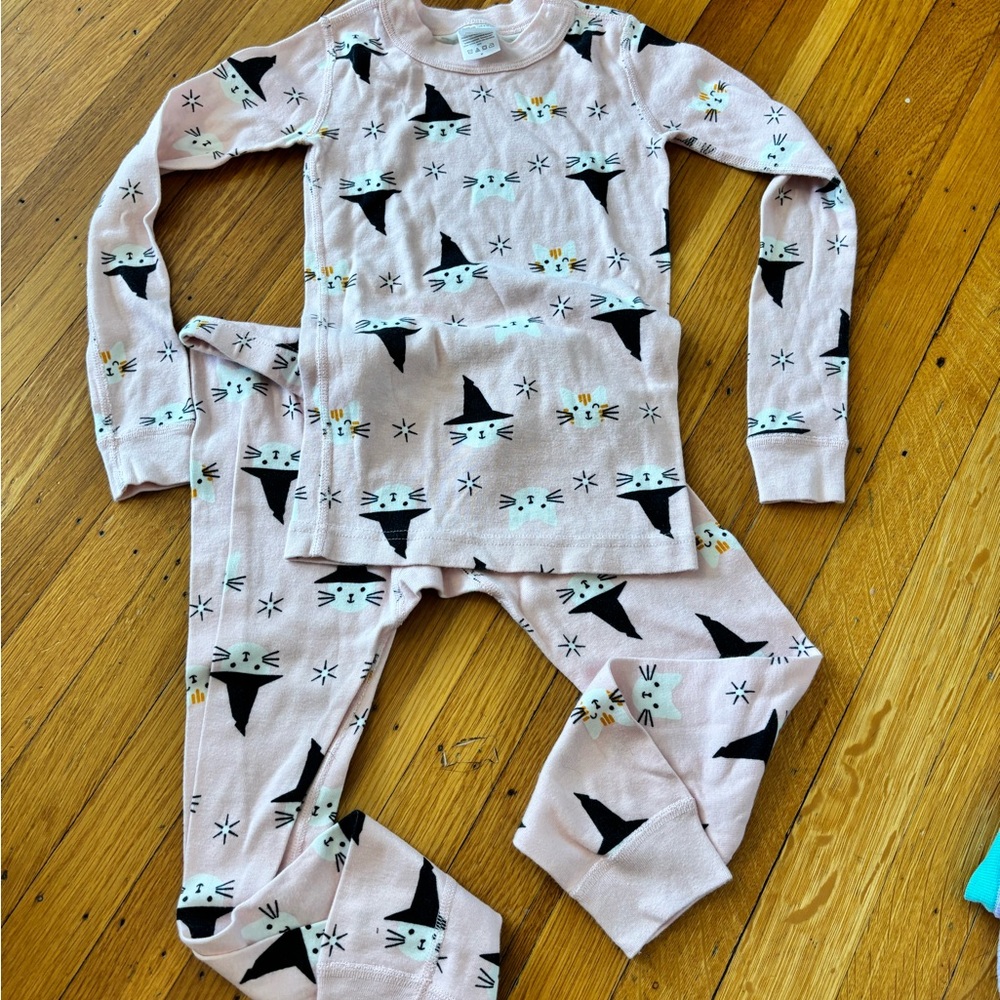 Hanna Andersson Light Pink Cat Witch Hat Pajama Set